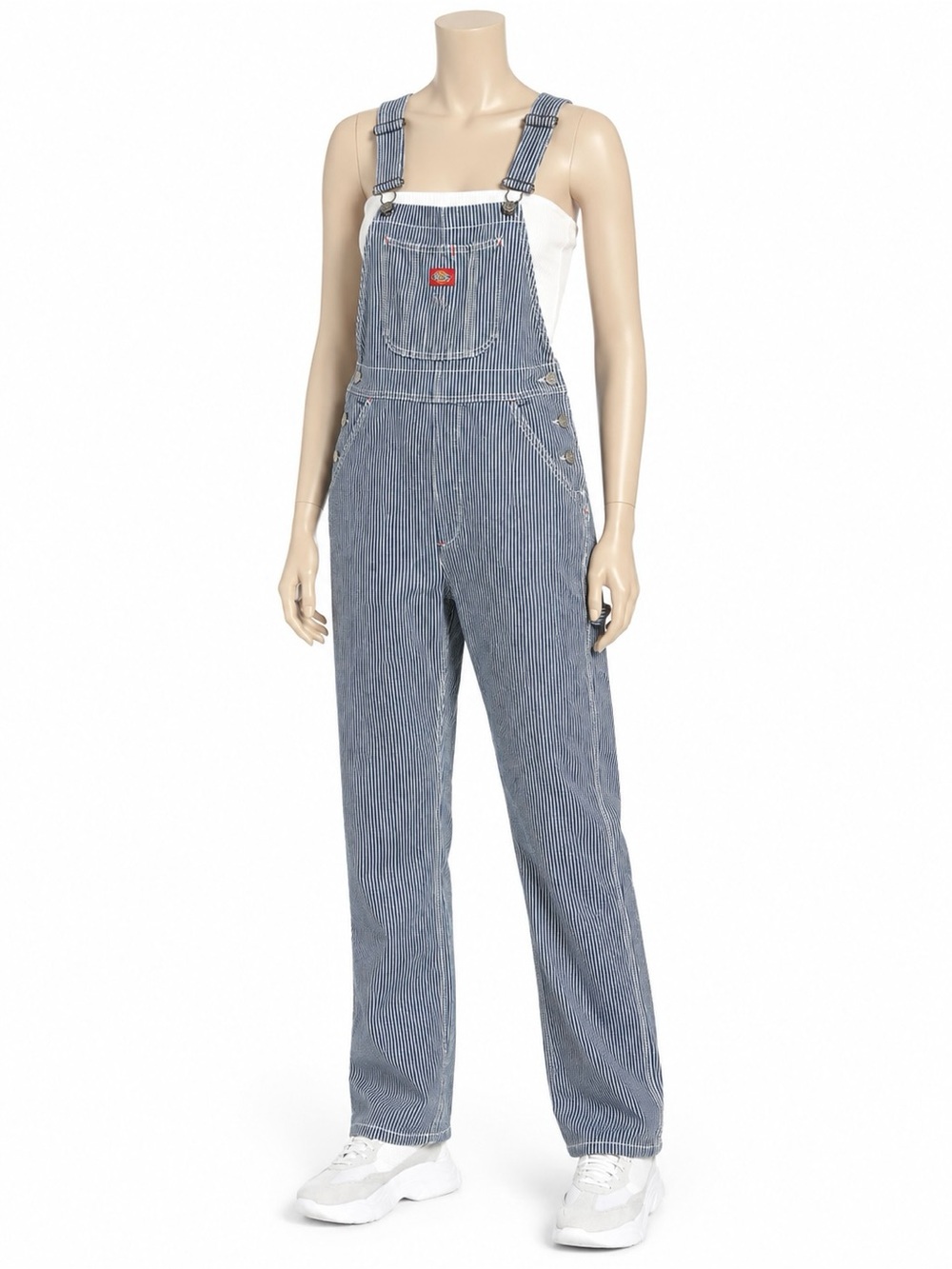 Dickies Hickory Stripe Denim Bib Overalls – Navy/White Railroad Stripe - Picture 4 of 10
